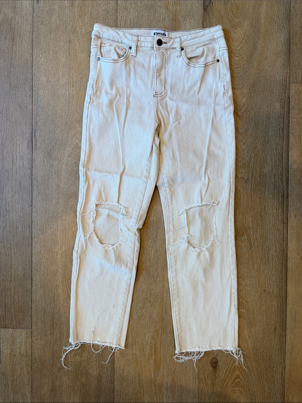 RSQ Cream Distressed Women's Jeans